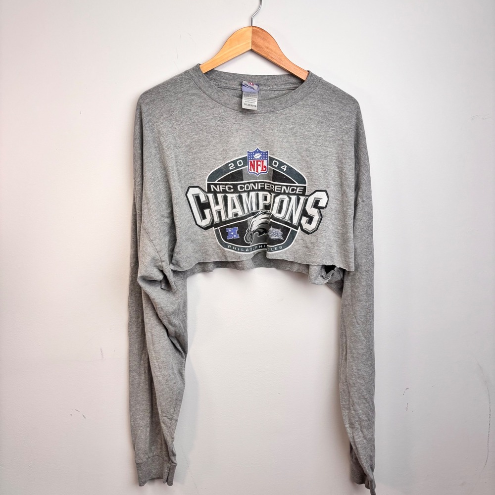 Philadelphia Eagles 2004 NFC Champions Cropped Shirt 2XL(XL) NFL Y2K Long Sleeve